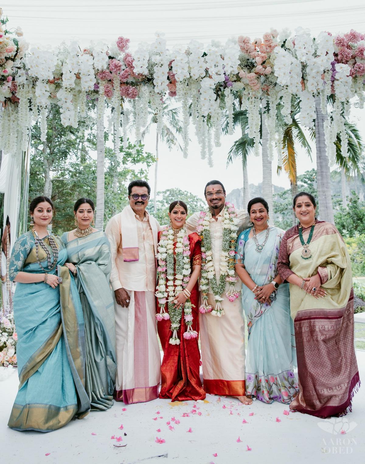 Varalaxmi Sarathkumar and Nicholai Sachdev with their families