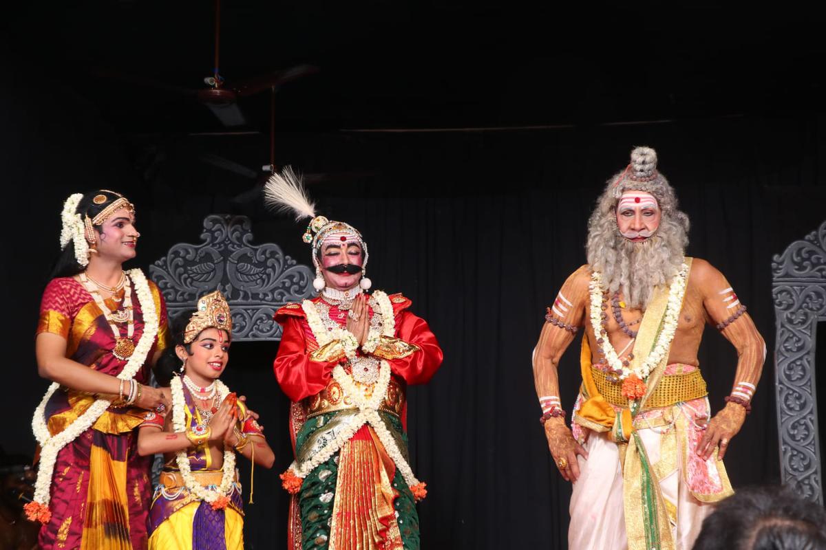 A scene from the inaugural play Prahlada Charitam, at the 83rd Bhagavata Mela, on May 19. The night-long play The night-long play, which began at 10.30 p.m., continued till 5
a.m. the next day.