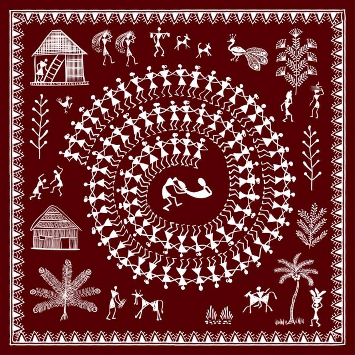 Nei dipinti Warli, le figure umane sono raffigurate in cerchi, a simboleggiare il ciclo agricolo.