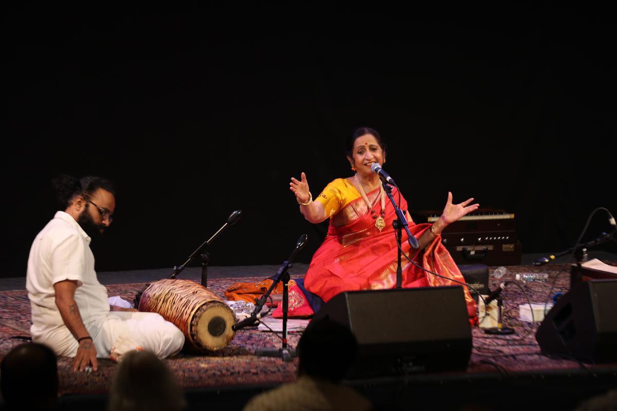 Aruna Sairam performing at seminar ‘Aspect of Bhakti in Indian Music Traditions’ held at NCPA’s Experimental Theatre in 2023.