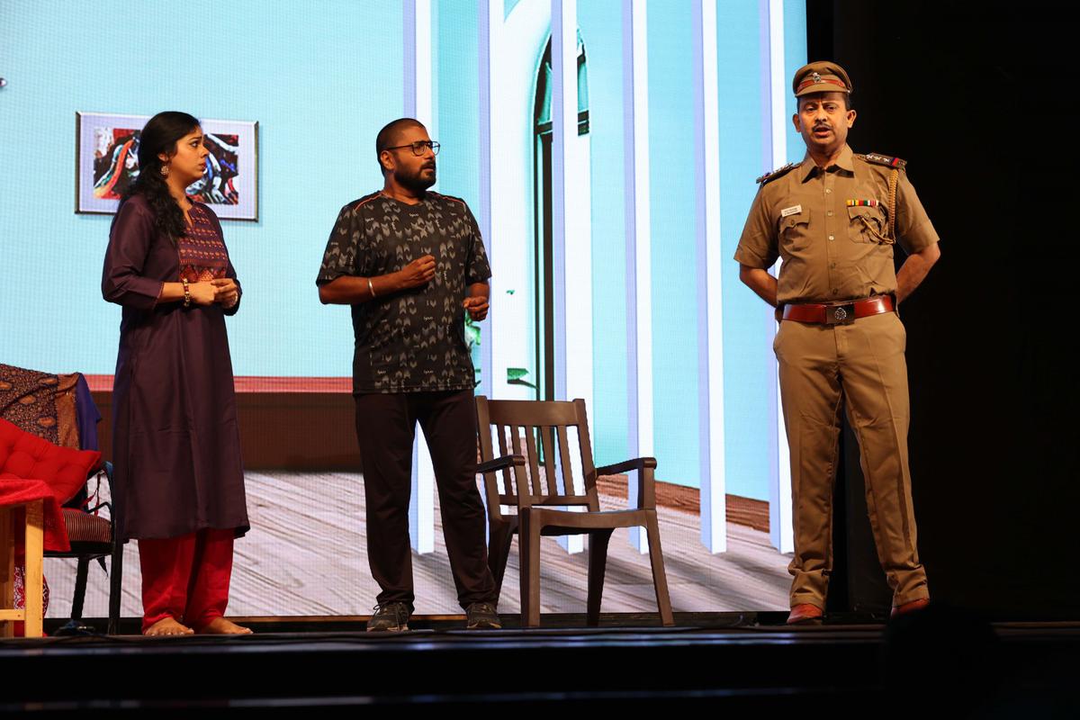 An adaptation of Sujatha’s Kaalai Ezhundavudan Kolai, staged at Narada Gana Sabha recently.