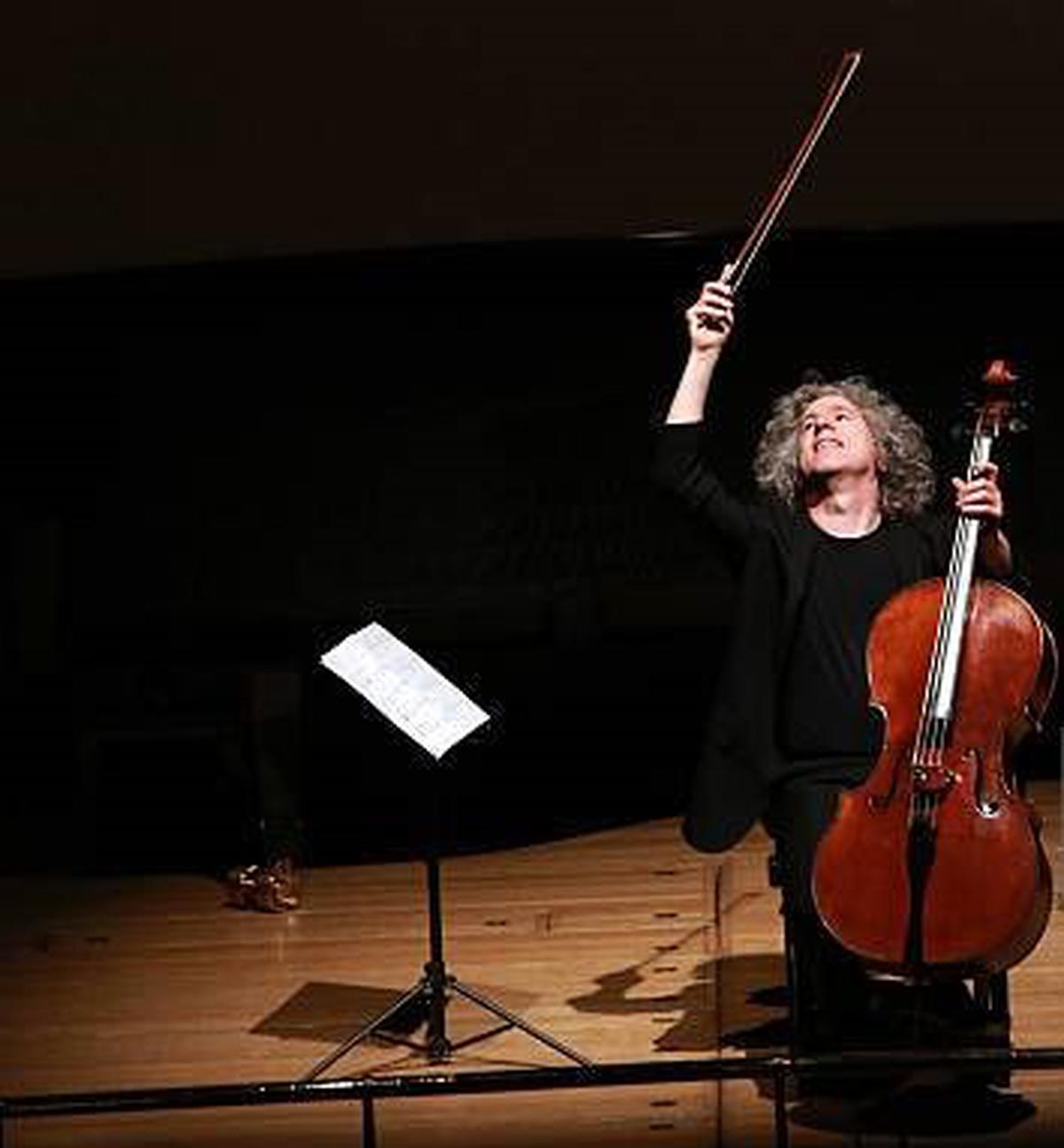 British cellist Steven Isserlis performs works by composers Bach with ‘Cello Suites’ and Gyorgy Kurtag with ‘Signs, Games and Messages’ on stage at Wigmore Hall on February 17, 2016, in London, England.  
