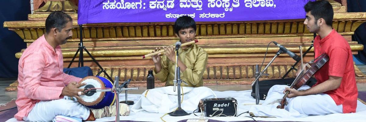 Pranav Adiga’s flute recital at Sangeetha Parishad, Mangaluru.