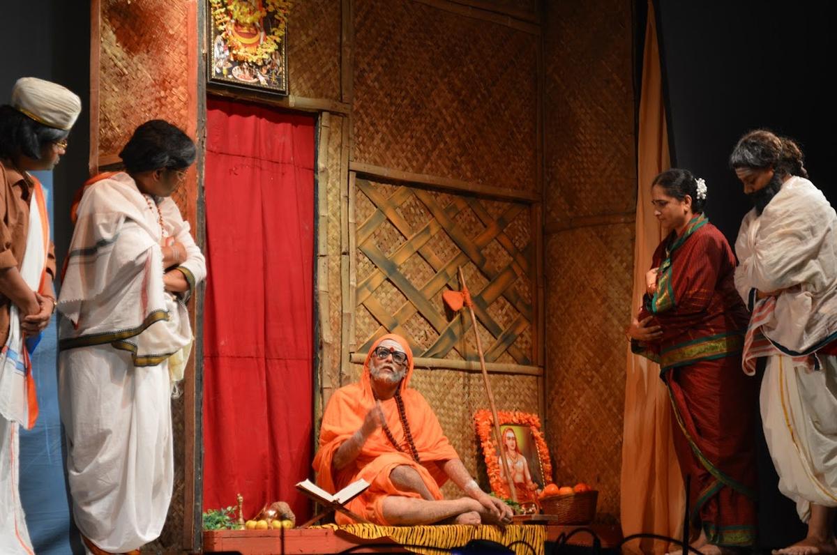 Varsha as Maha Periyava from the play Bhaja Govindam. 