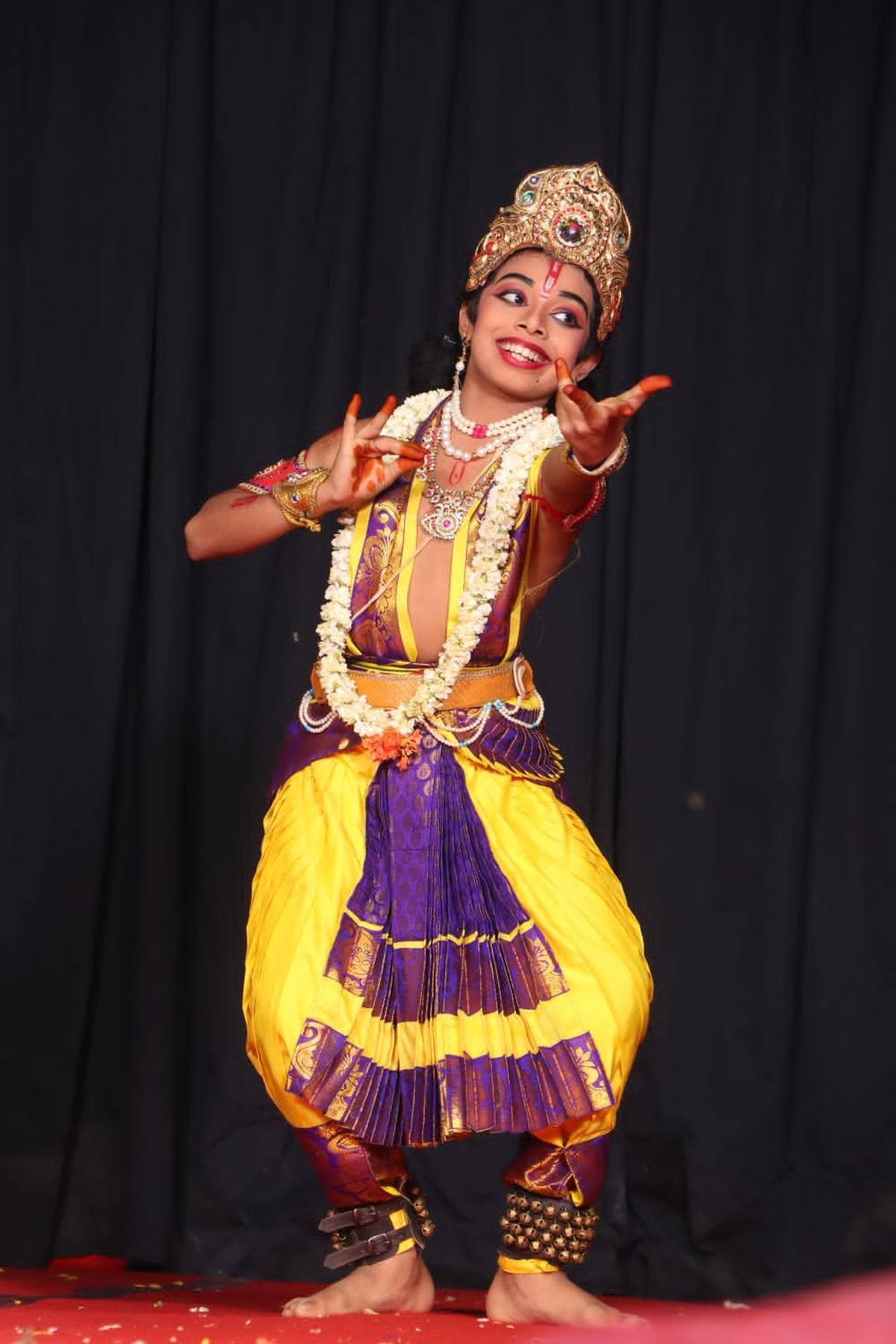 Master Sudarson as Prahlada in the play Prahlada Charitam staged on the inaugural day of the 83rd Bhagavata Mela. 