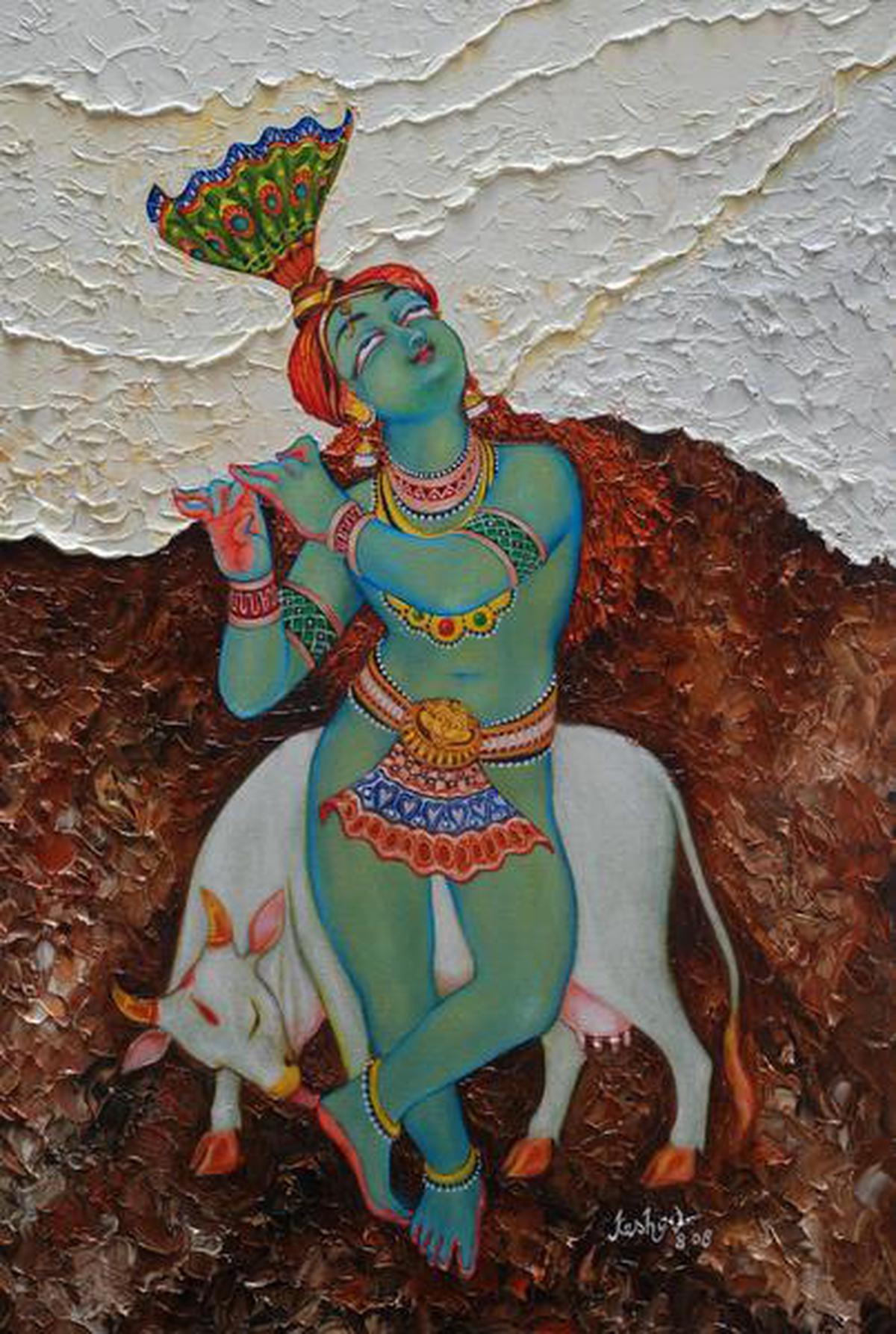 An illustration of Krishna by Keshav. 