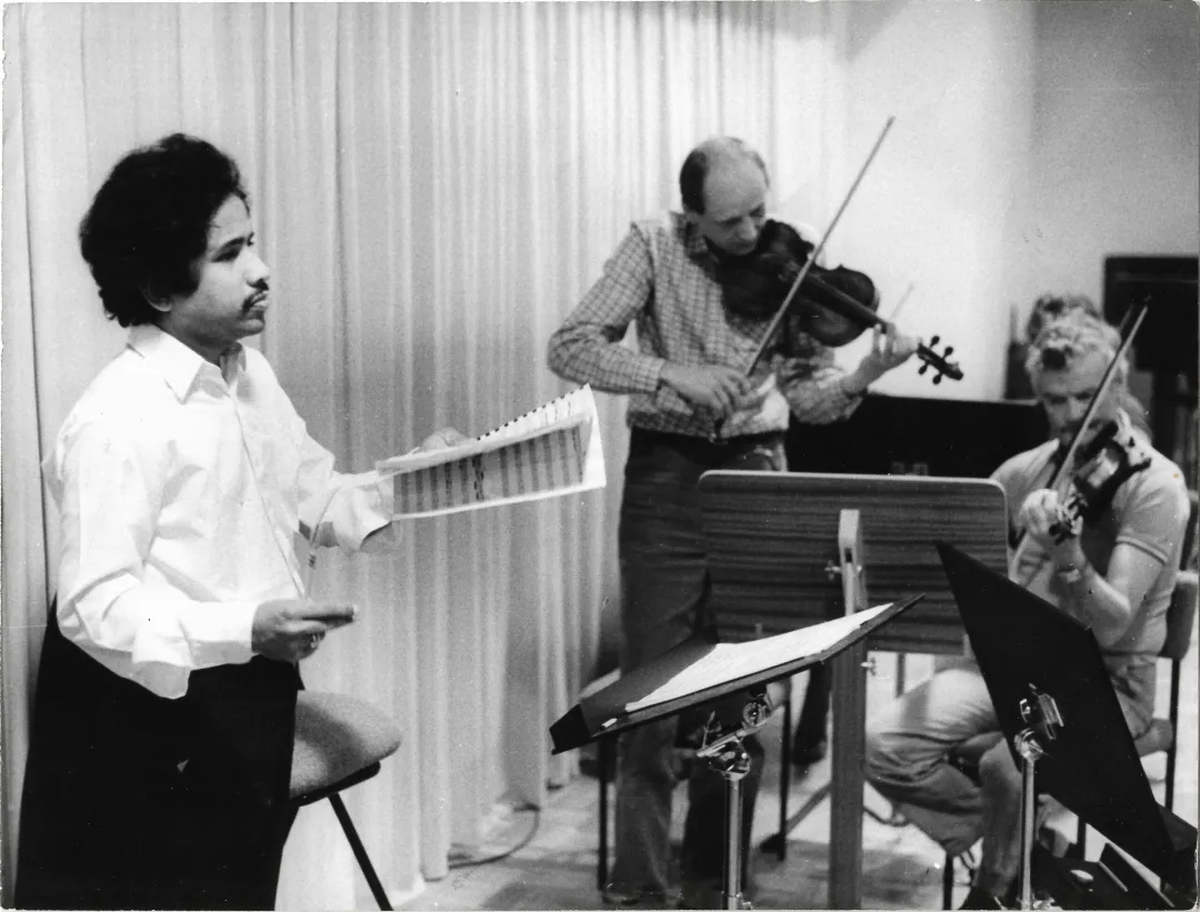 L. Subramaniam conducting the Halle Orchestra.