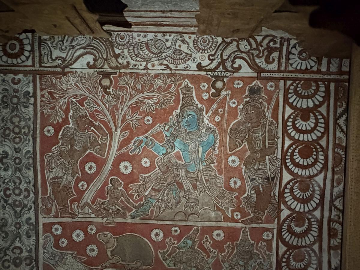 Il dipinto del tempio Tiruppudaimarudhur raffigurante una scena del Ramayana.