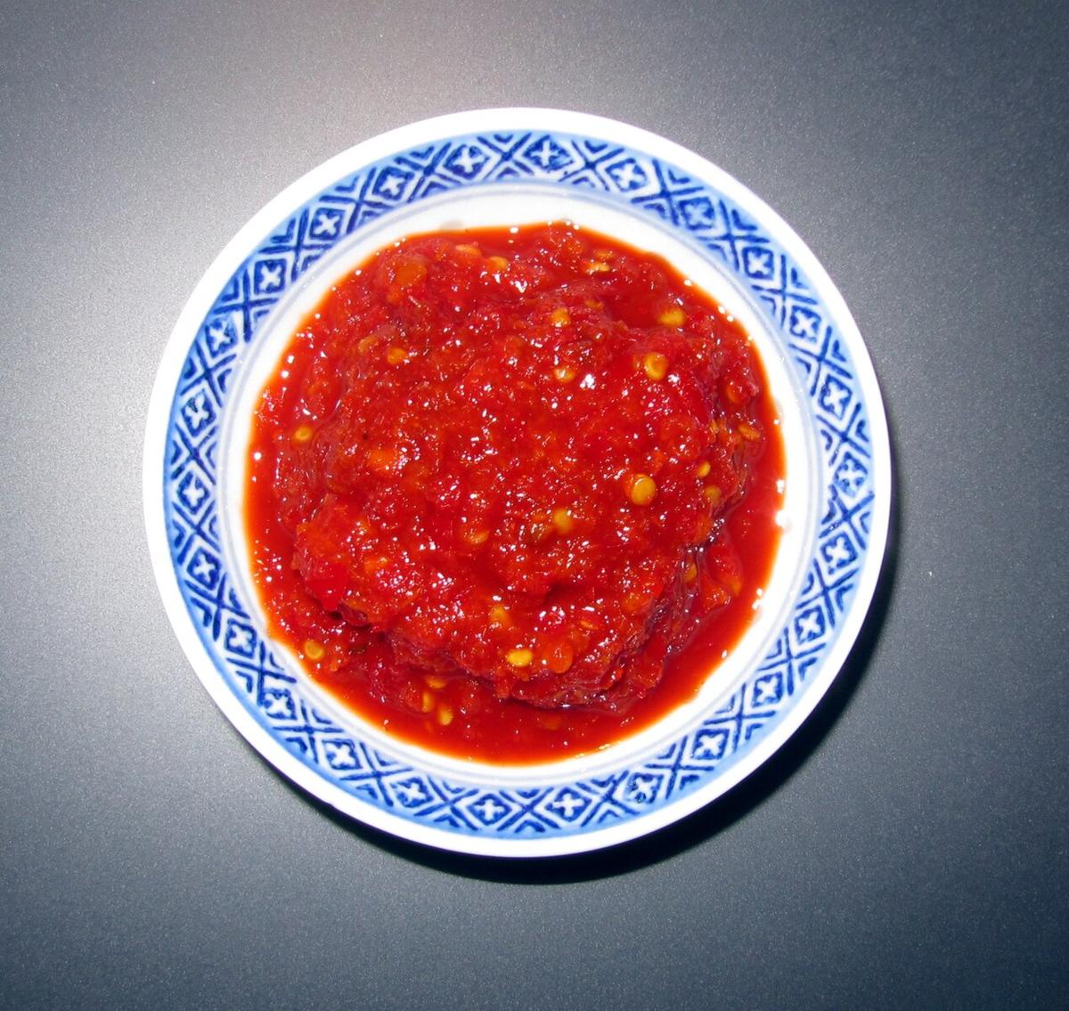 Sambal oelek, an Indonesian chilli paste