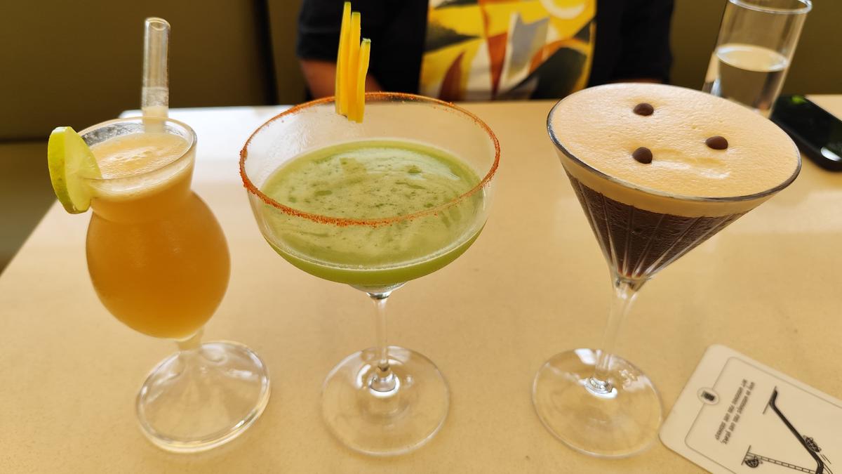 Gin chamomile, raw mango margarita and coffee martini
