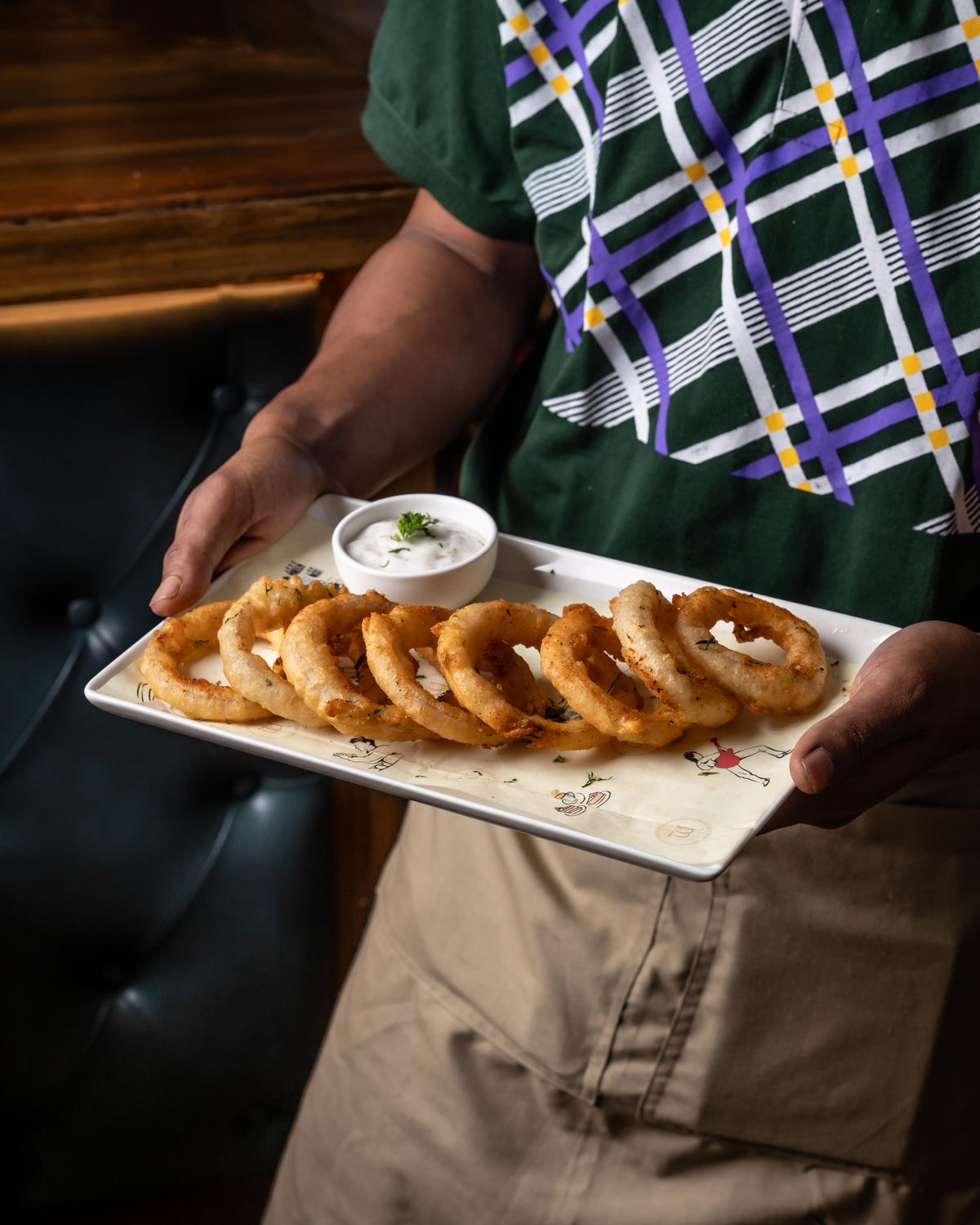 Ale battered onion rings Ale battered onion rings