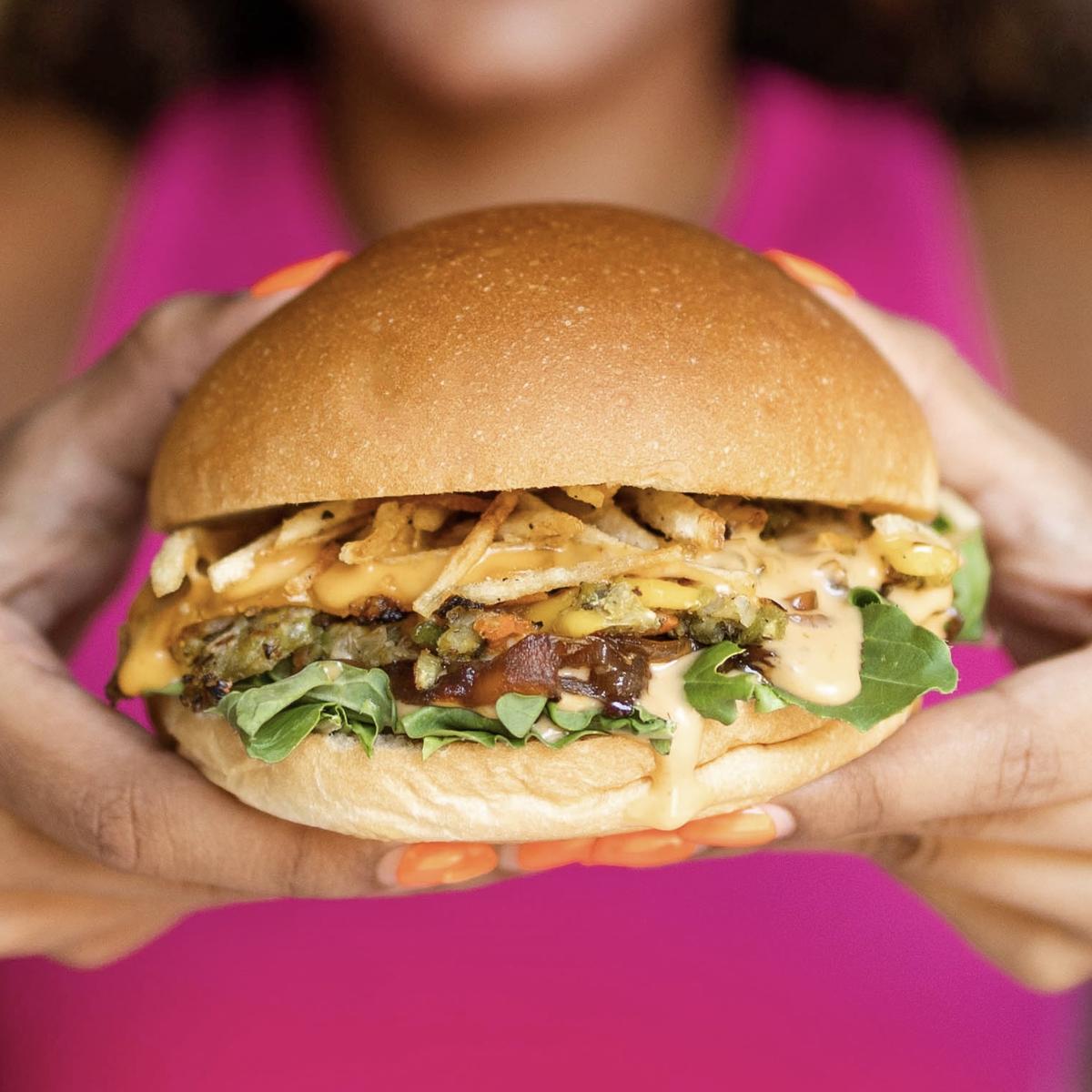 Basco and Fry’s smashed veggie cheeseburger Basco and Fry’s smashed veggie cheeseburger