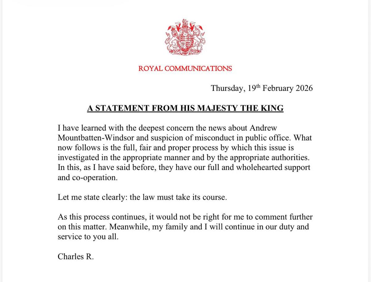 Dichiarazione rilasciata dalla famiglia reale britannica Dichiarazione rilasciata dalla famiglia reale britannica