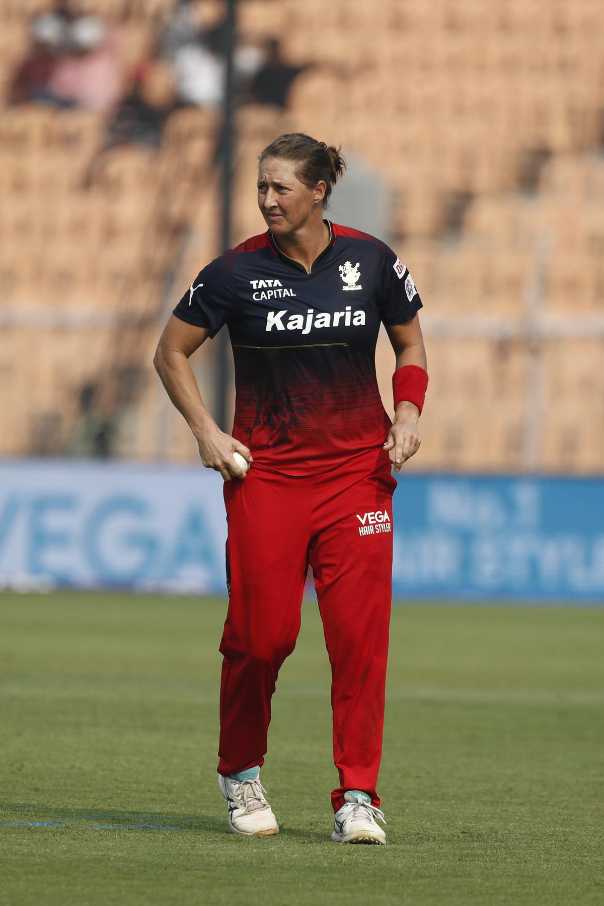 Sophie Devine of Royal Challengers Bangalore during the WPL 2023 match against Delhi Capitals at Brabourne Stadium on March 5, 2023 in Mumbai, India. 