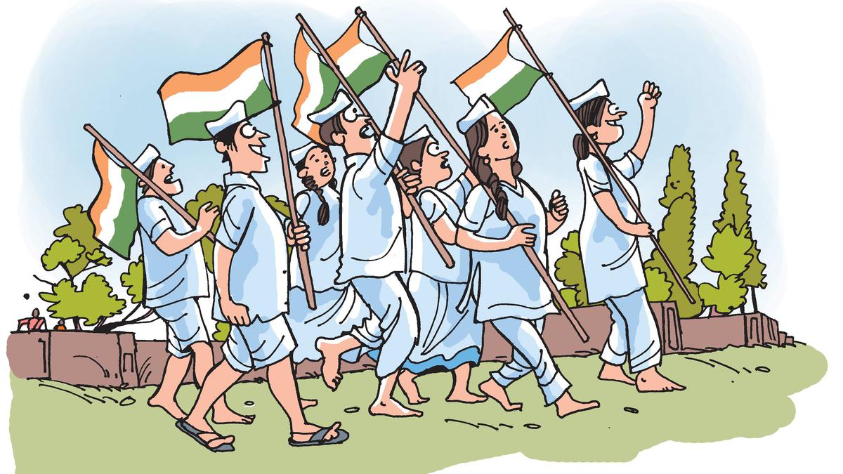 Flag hoisting at school Painting by Yogesh Mahale