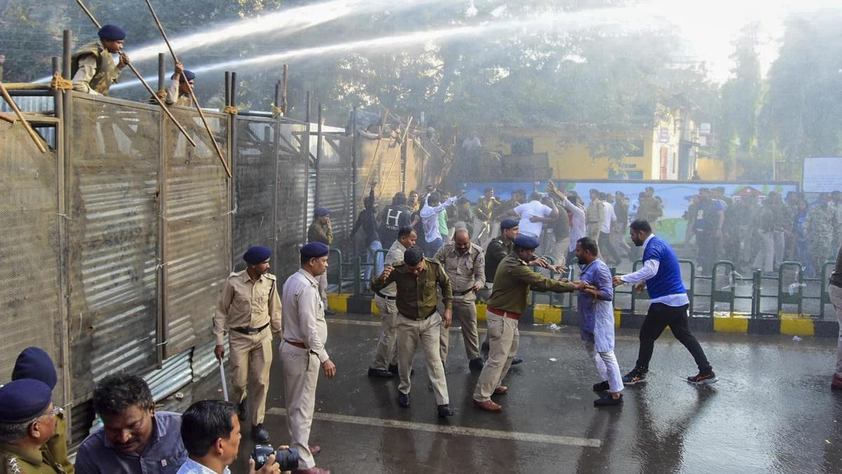 Congress members detained in Raipur during protest against Amit Shah's remarks on Ambedkar