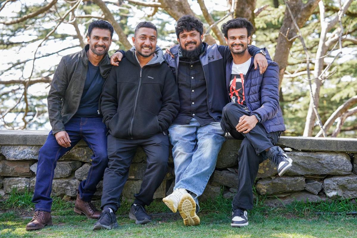 From left: Noble Babu Thomas, Vineeth Sreenivasan, cinematographer of the film Jomon T John and producer Visakh Subramaniam on the sets of the film From left: Noble Babu Thomas, Vineeth Sreenivasan, cinematographer of the film Jomon T John and producer Visakh Subramaniam on the sets of the film