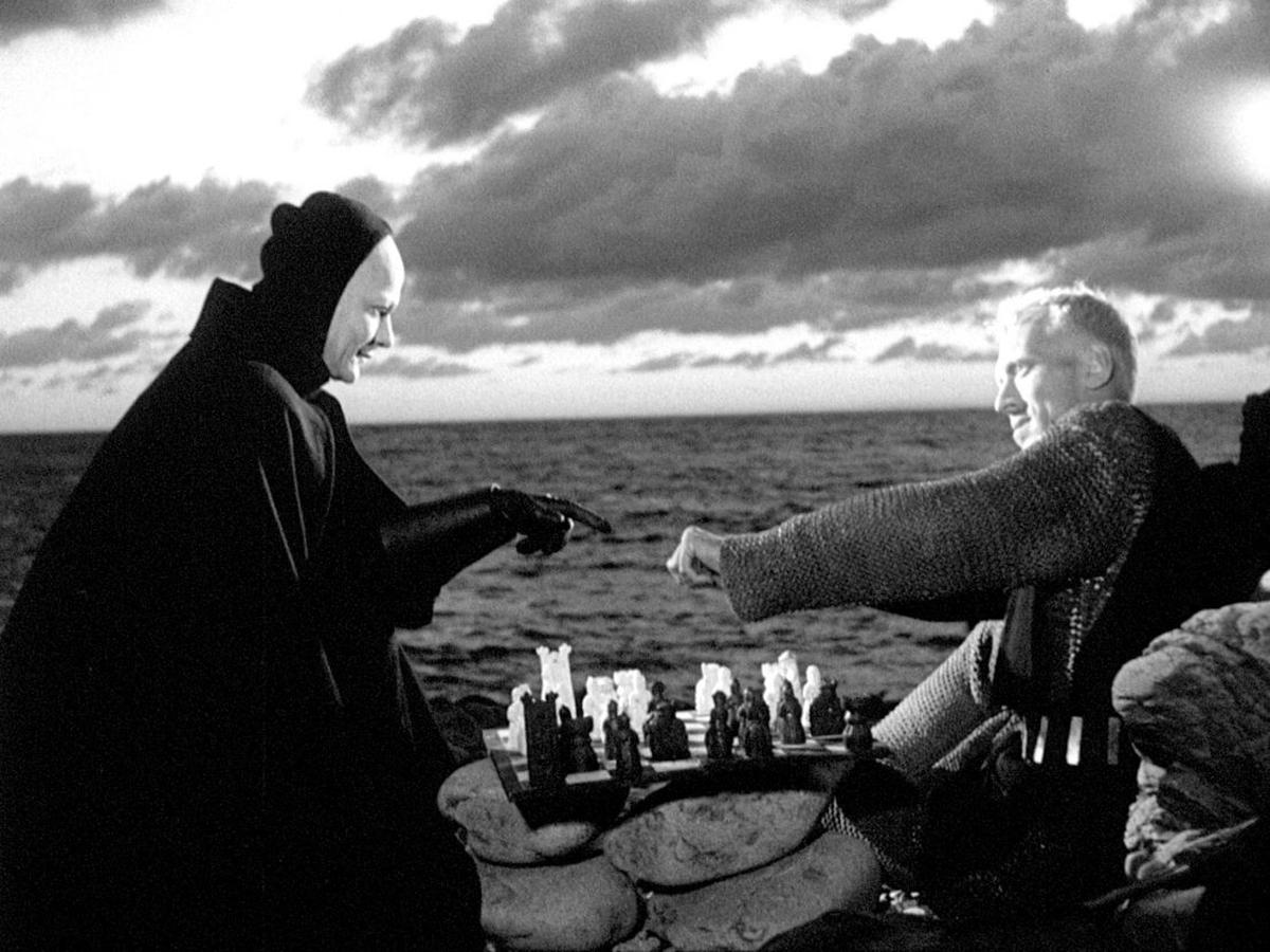 In Ingmar Bergman’s The Seventh Seal (1957), disillusioned 14th century knight Antonius Block (Max von Sydow) plays a game of chess with Death himself.