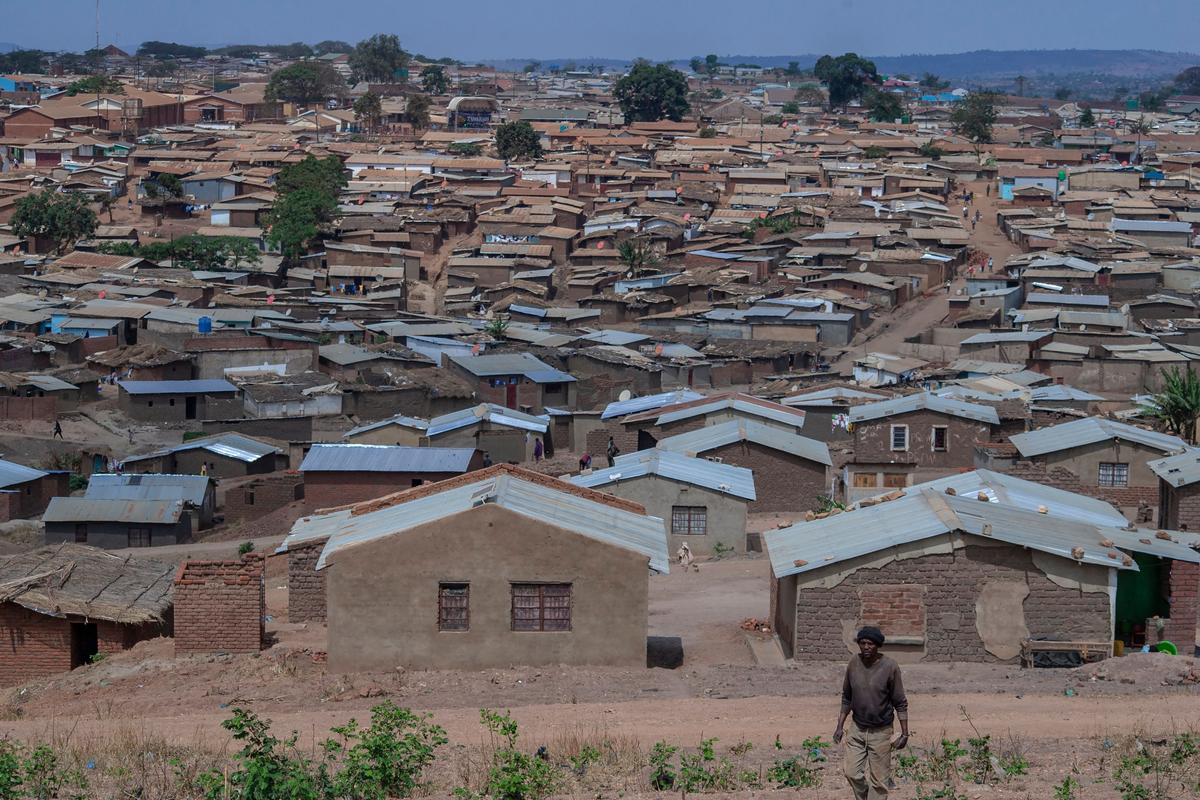 An aerial view of the Dzaleka refugee camp during the Tumaini Festival at the Dzaleka refugee camp in Dowa, central Malawi, November 2, 2024. 