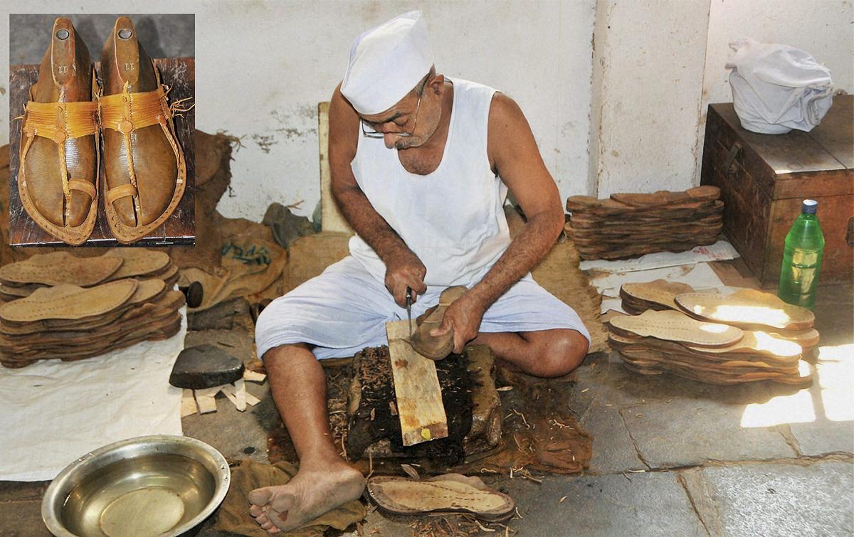 A file photo of an artisan making kolhapuri chappals at his shop in kolhapur, maharashtra A file photo of an artisan making kolhapuri chappals at his shop in kolhapur, maharashtra