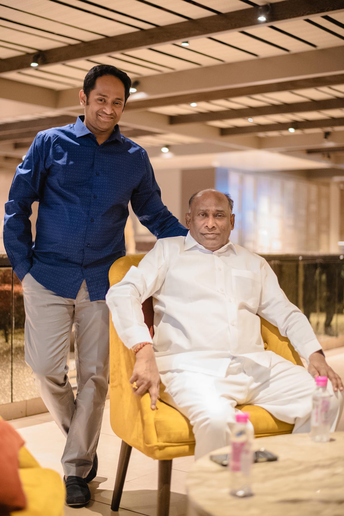 Shashank Anumula with father Anumula Baburao inside Niloufer Cafe