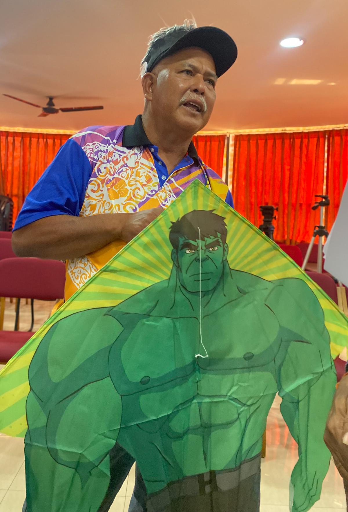 Police officer Fadzil Ali from Malaysia will be flying an Incredible Hulk and five other kites made of reflective material at the two-day ONGC MRPL International Kite Festival.