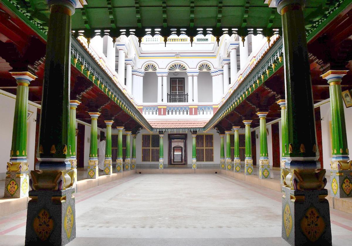 A view of Chettinadu Chettiar palace at Kanadukathan, near Karaikudi