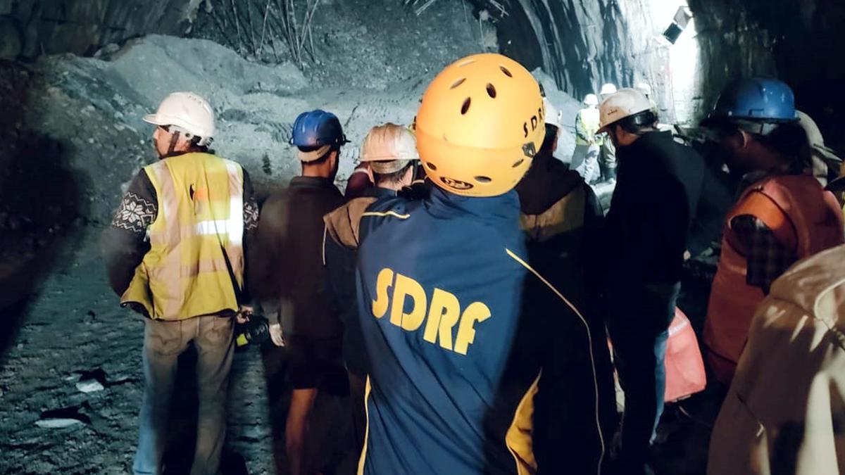 Uttarakhand tunnel collapse : 40 workers trapped .Tunnel under construction partially collapses