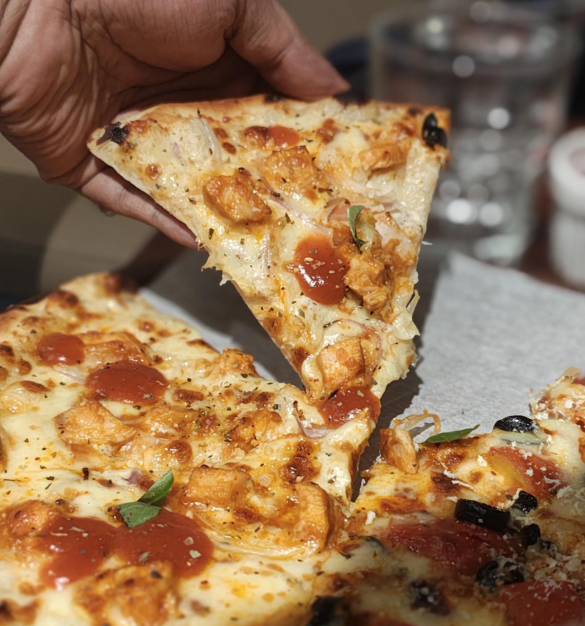 Buffalo chicken pizza from Pizzeria Toto Buffalo chicken pizza from Pizzeria Toto