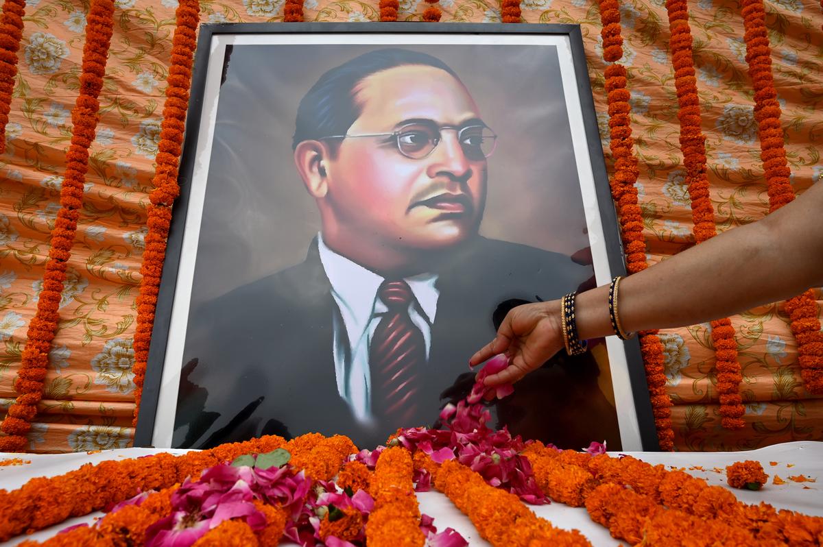 People offer floral tributes on the occasion of Ambedkar’s birth anniversary, in Noida. People offer floral tributes on the occasion of Ambedkar’s birth anniversary, in Noida.