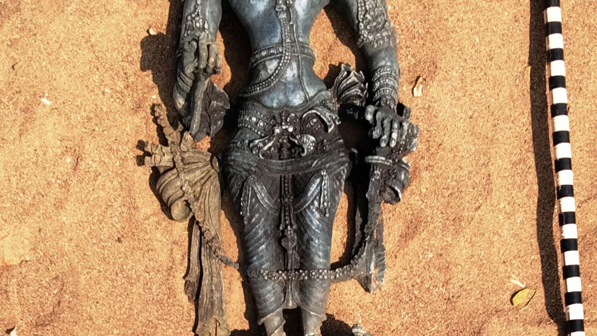 Mutilated sculpture of Janardhana belonging to 11th century, ancient inscription discovered at Ulluru Mutt in Uttara Kannada