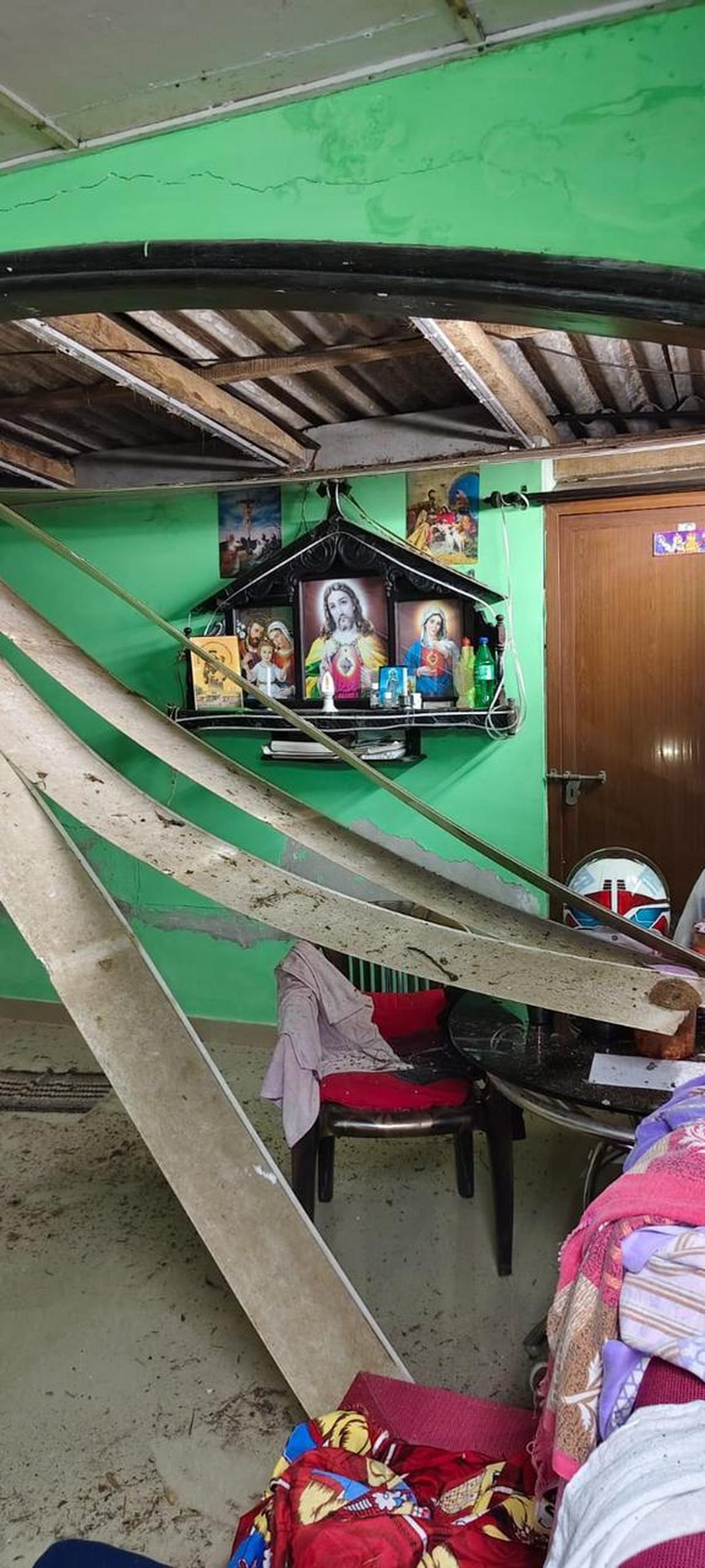 One of the houses damaged following a cyclone-like phenomenon in Chellanam in Kochi in the early hours of Thursday. 