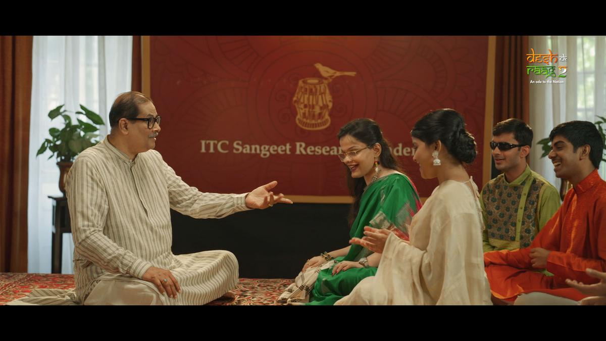 Pt. Ajoy Chakrabarty with students during the shoot 