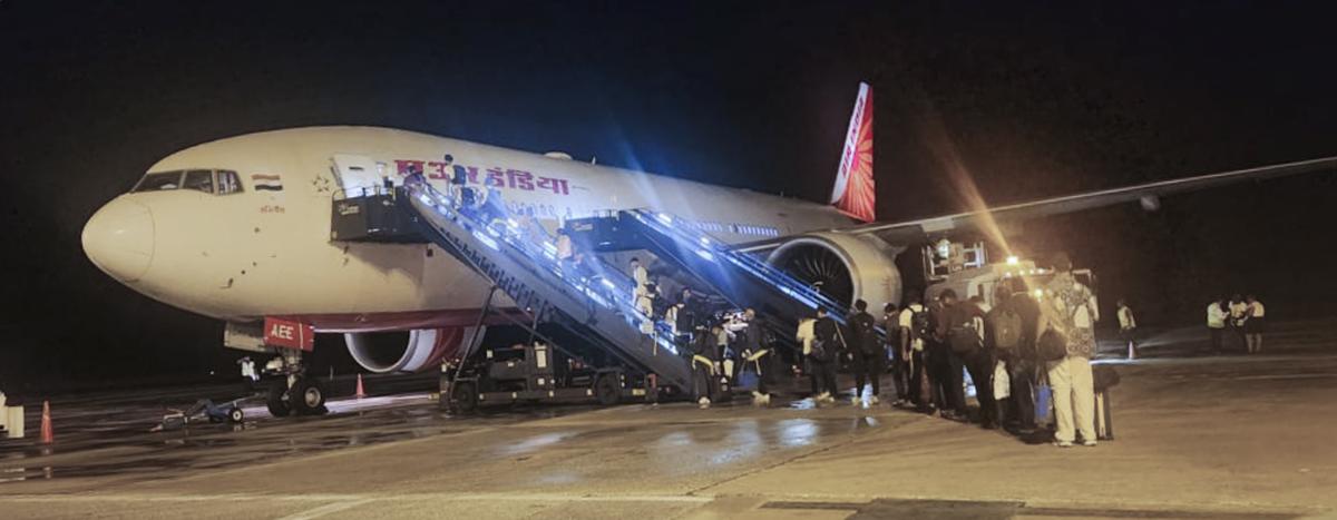 Indian contingent seen boarding a chartered flight to New Delhi after India won the T20 World Cup 2024, in Barbados on July 3, 2024.