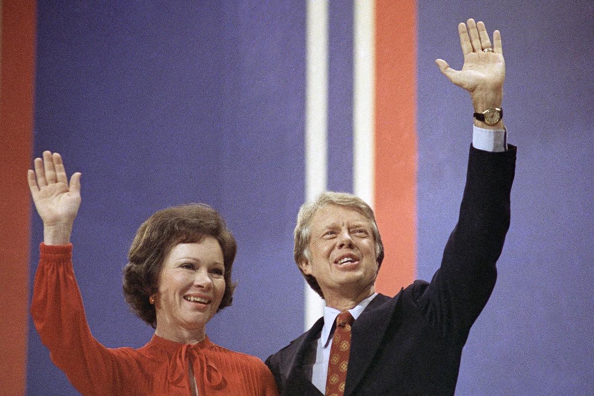 File picture of Jimmy Carter and his wife, Rosalynn Carter, at the National Convention in Madison Square Garden, in 1976, in New York. File picture of Jimmy Carter and his wife, Rosalynn Carter, at the National Convention in Madison Square Garden, in 1976, in New York.