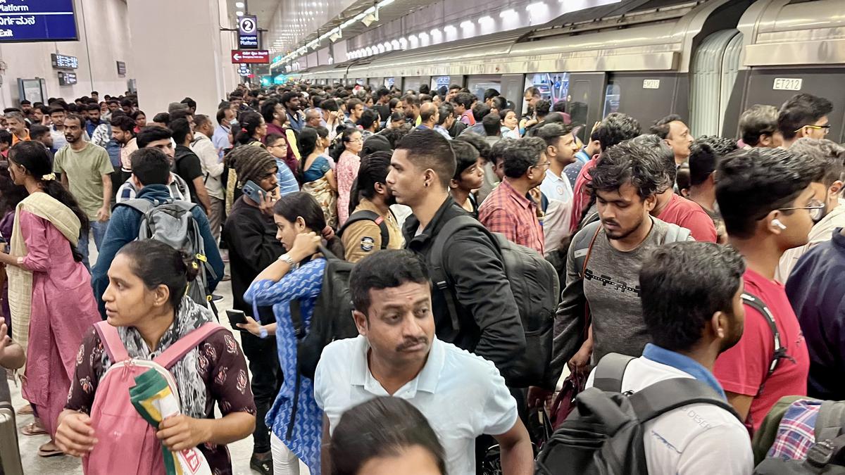 The crowd at the Kempegowda metro railway station in Bengaluru.