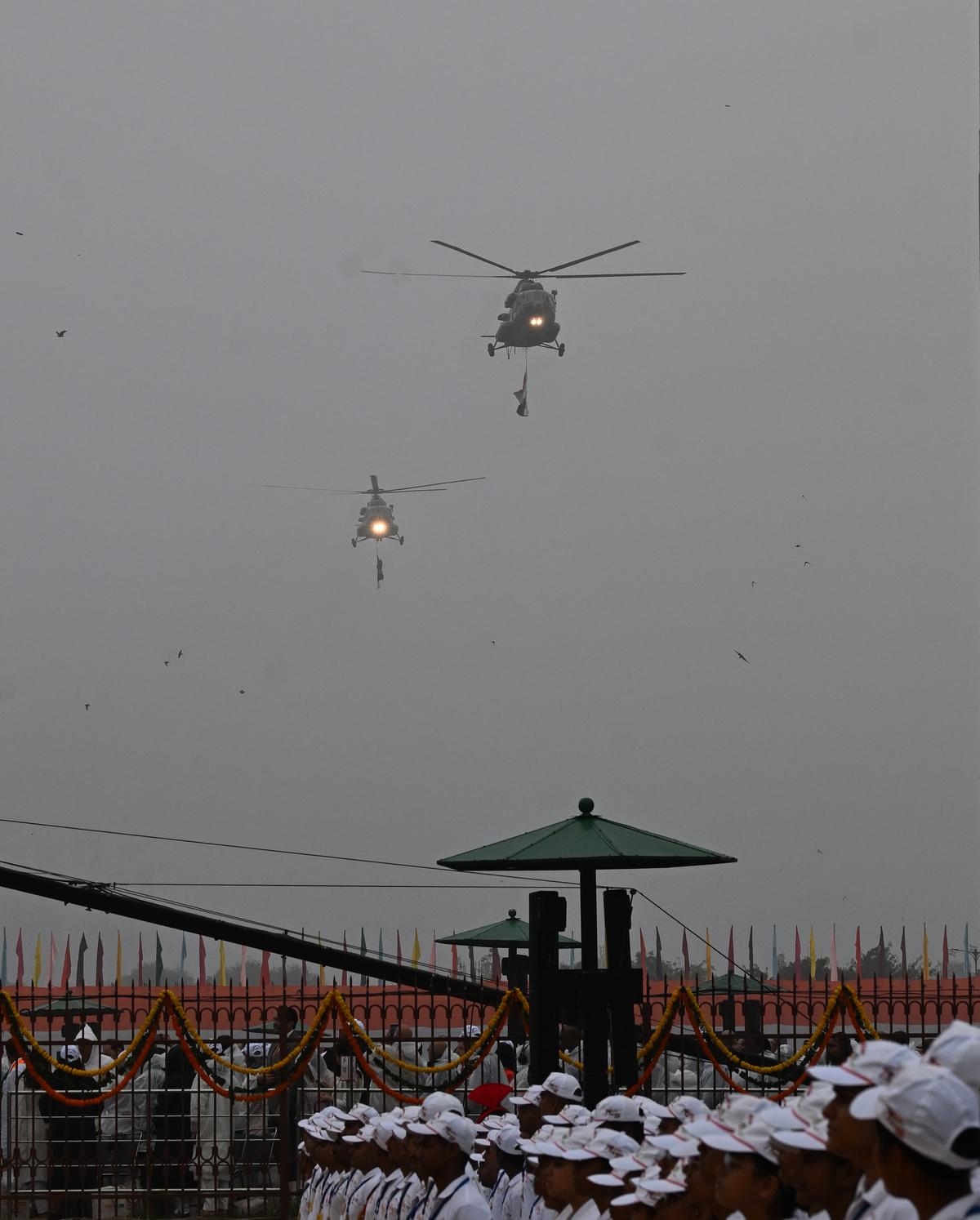 Scene during Independence Day Celebration at Red Fort, in New Delhi on Friday. 