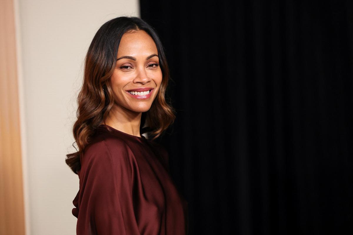 Best Actress in a Supporting Role nominee Zoe Saldana attends the Academy of Motion Picture Arts and Sciences reception for the nominees of the 97th Oscars in Los Angeles, February 25, 2025