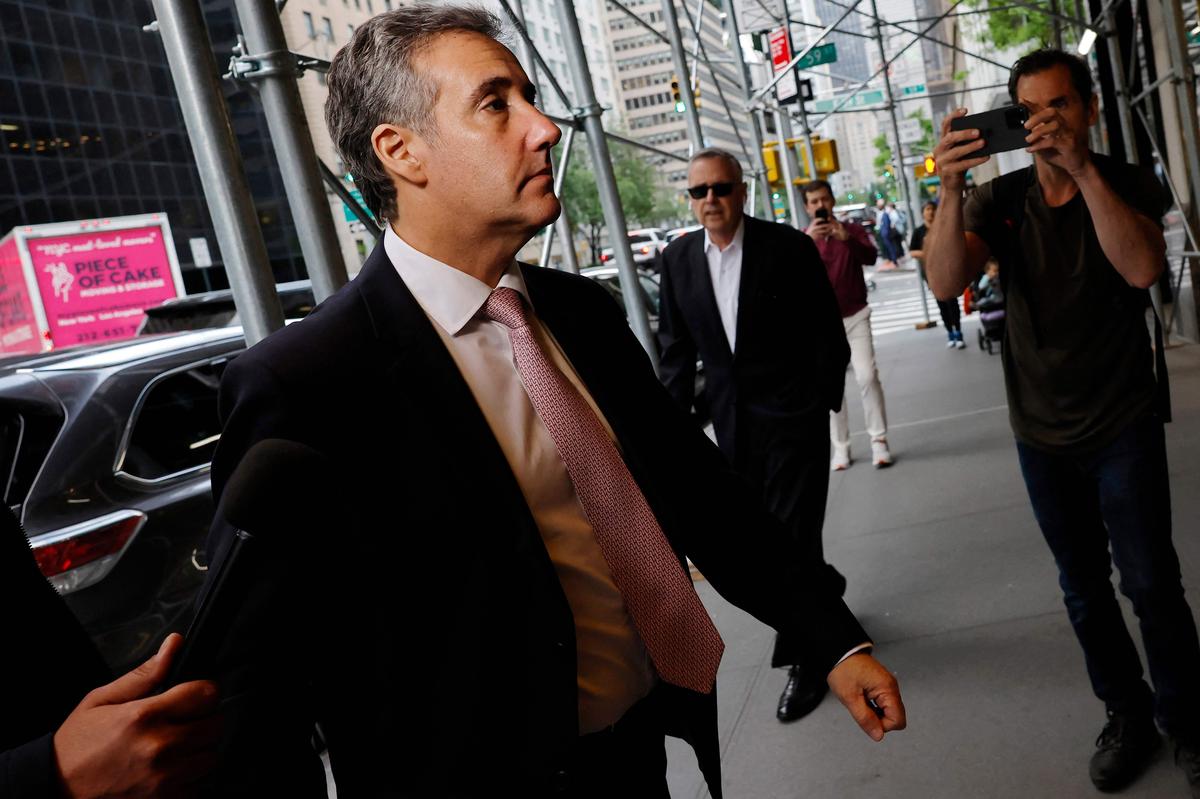  Michael Cohen, the former attorney of former President Donald Trump former attorney, arrives at his home after leaving Manhattan Criminal Court on May 13, 2024 in New York City. Cohen was called to testify as the prosecution’s star witness in the former president’s hush money trial.