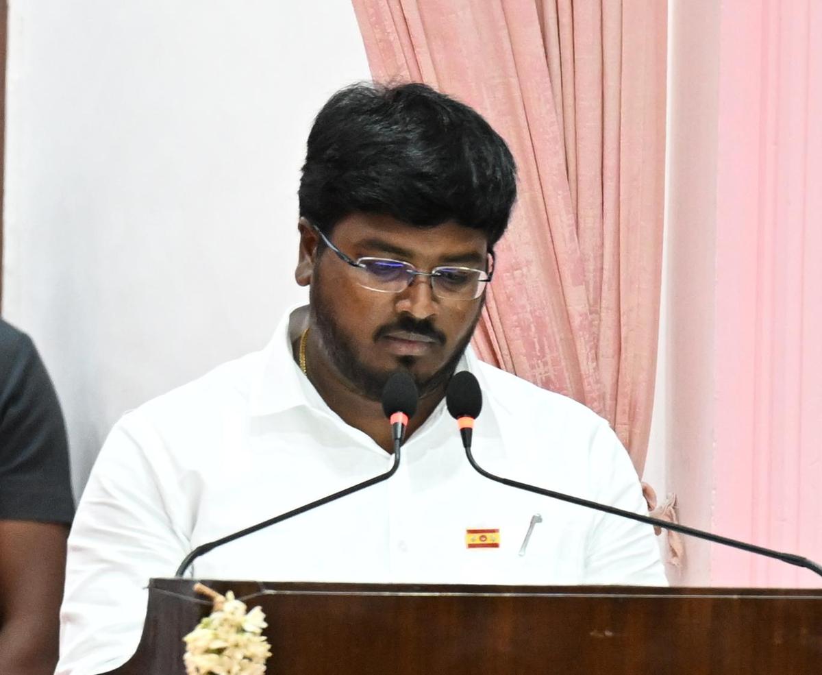Thiruvadanai MLA V.K. Rajeev was sworn-in as Minister at Lok Bhavan in Chennai on Thursday