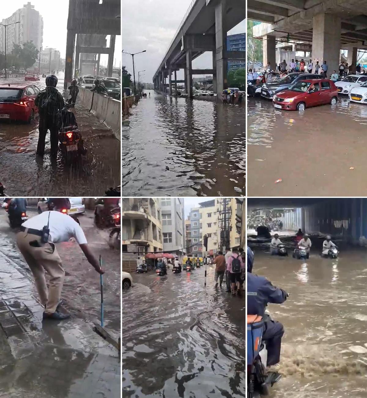 মঙ্গলবার সন্ধ্যায় ওআরআর, ভার্থুর এবং হোয়াইটফিল্ডের আশেপাশের এলাকায় যানজটের খবর পাওয়া গেছে। ওআরআর-এ, ভারী বৃষ্টিপাতের ফলে বেশ কয়েকটি এলাকা প্লাবিত হওয়ার কারণে যানবাহন চলাচল ধীর হয়ে যায়।