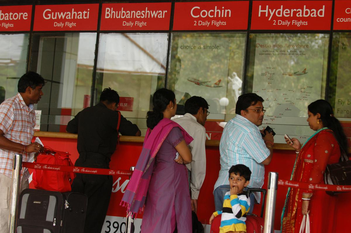 Passengers at the HAL Airport in 2008.