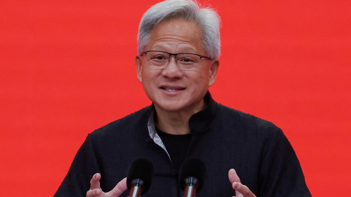 Jensen Huang, Nvidia CEO and AI visionary in a leather jacket