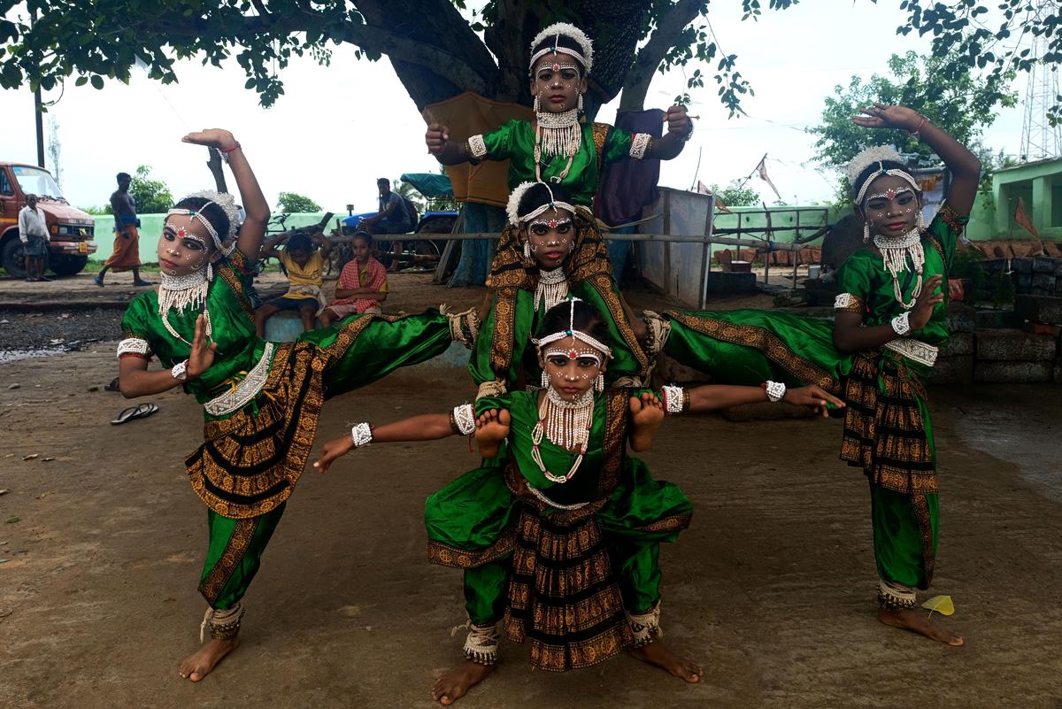 Young Gotipua dancers are seen as they are practicing Gotipua Dance at Gurukul at Khajuria village in Odishas Puri district. 