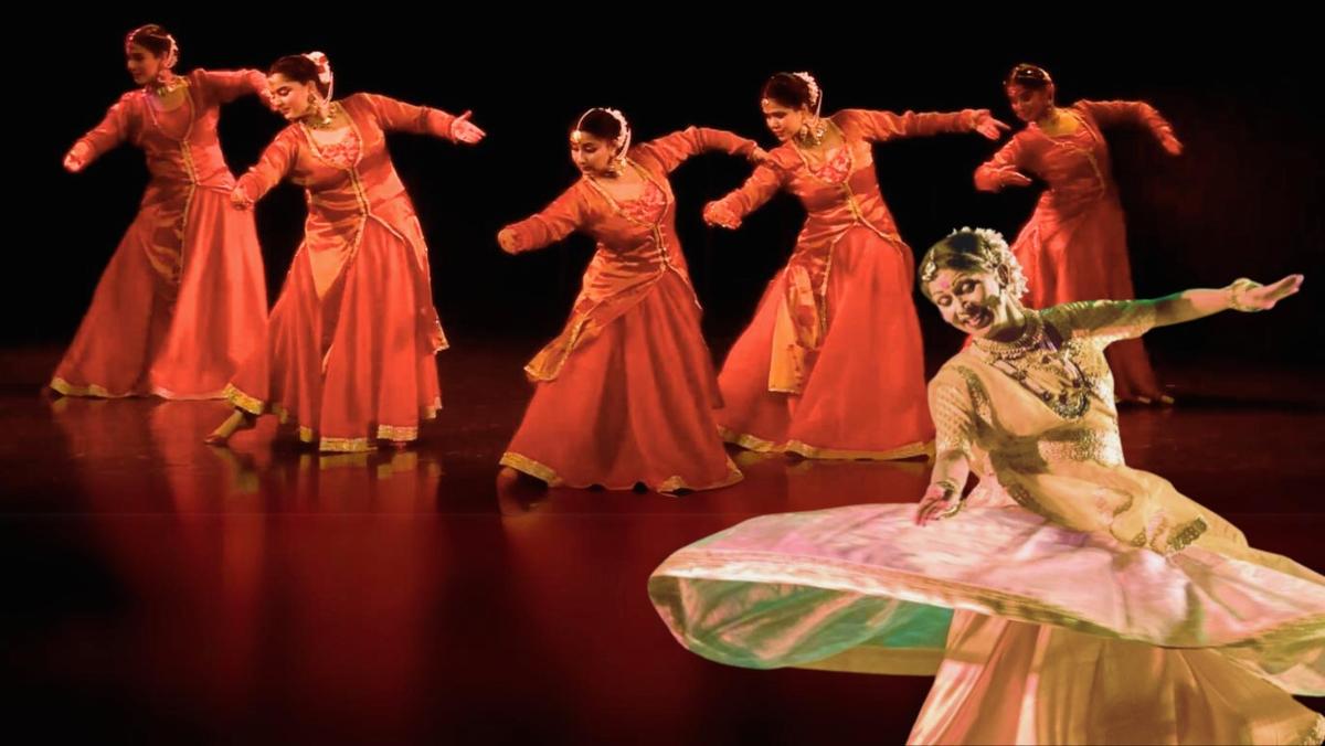 Shovana Narayan with her students performing at Kamani Auditorium in Delhi.