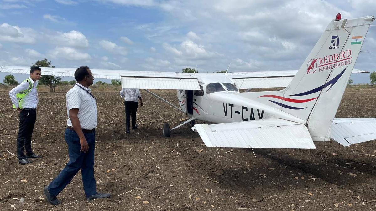 Trainer aircraft makes emergency landing on agriculture field in Kalaburagi
