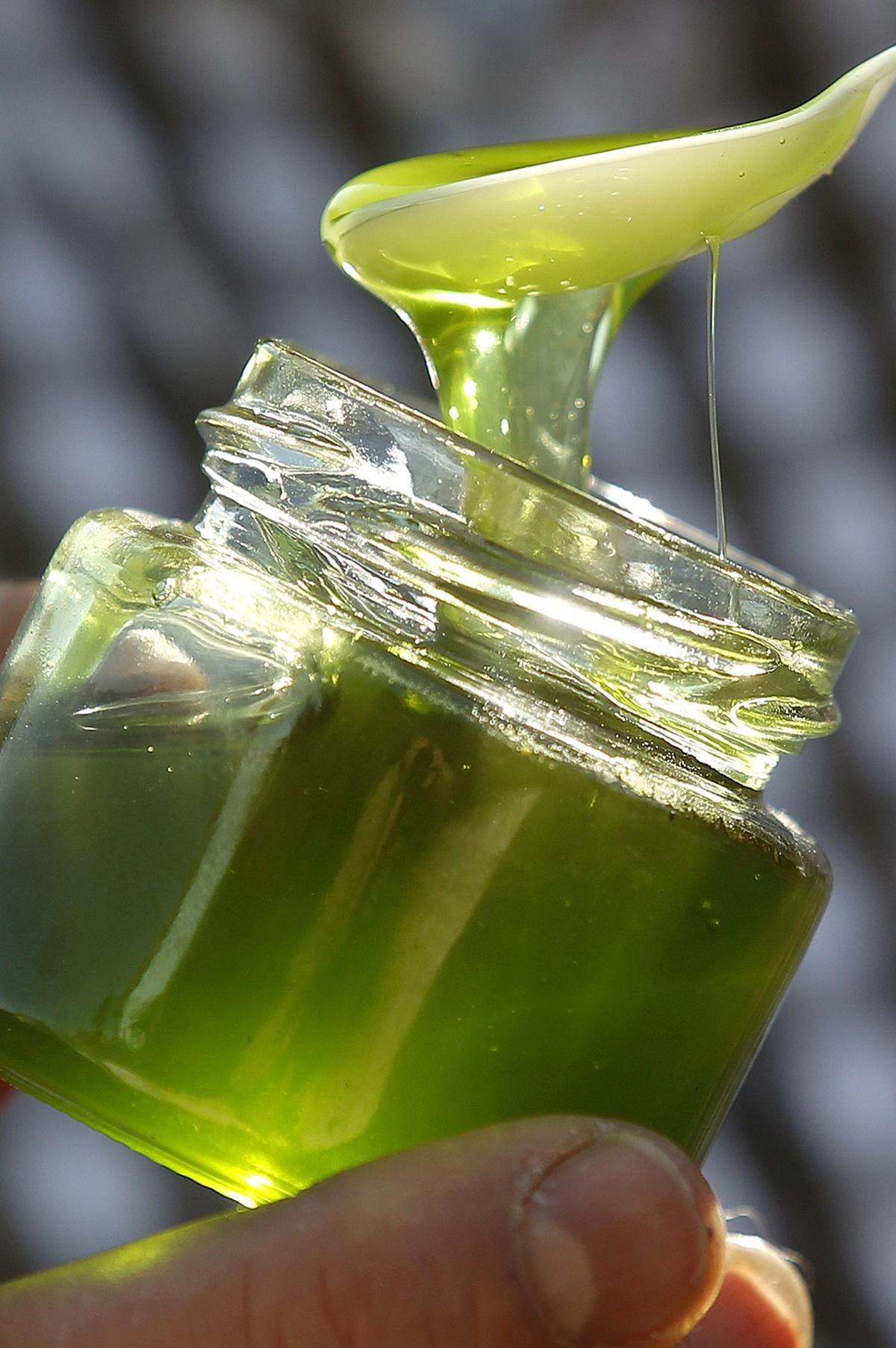 A sample green-coloured honey 