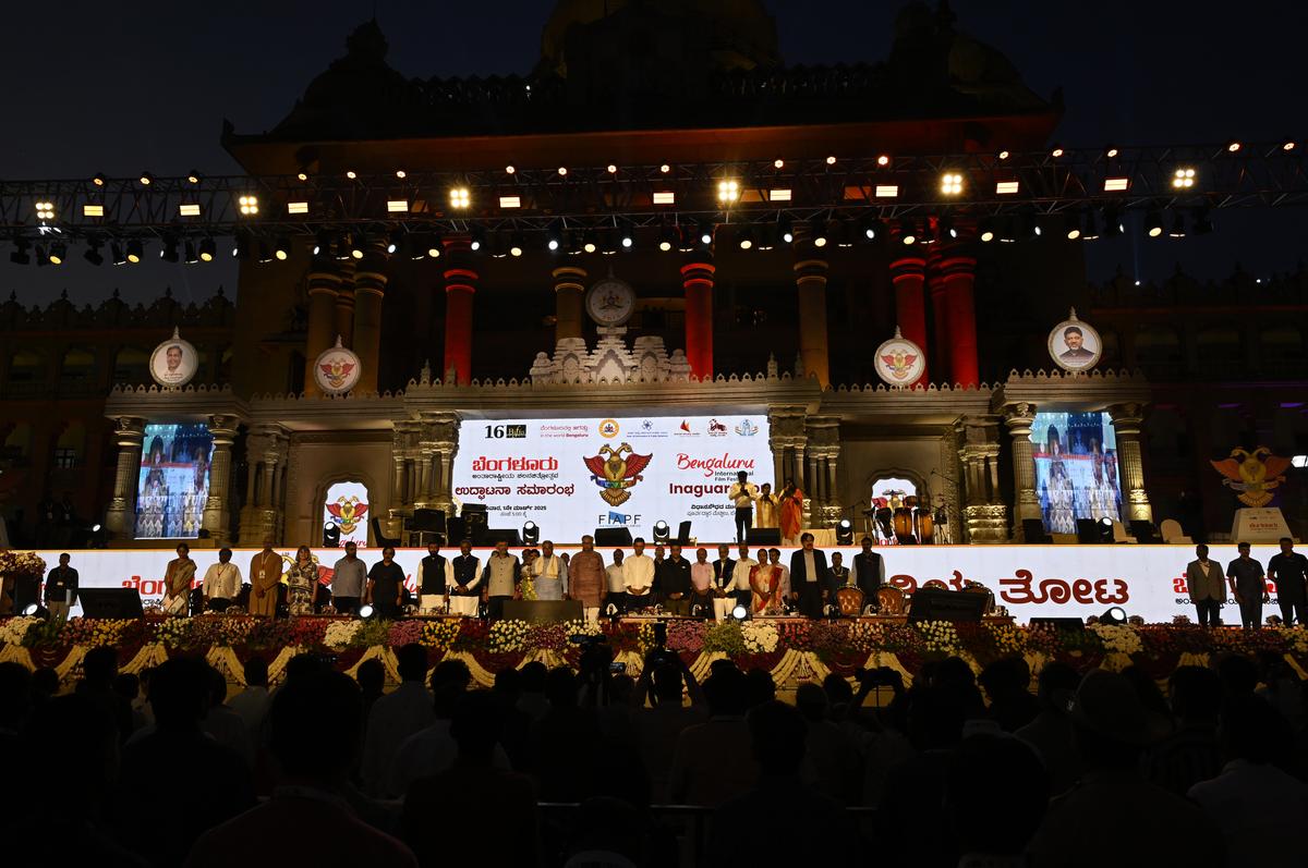 During the inaugural function of the 16th Bengaluru International Film Festival in front of Vidhana Soudha.