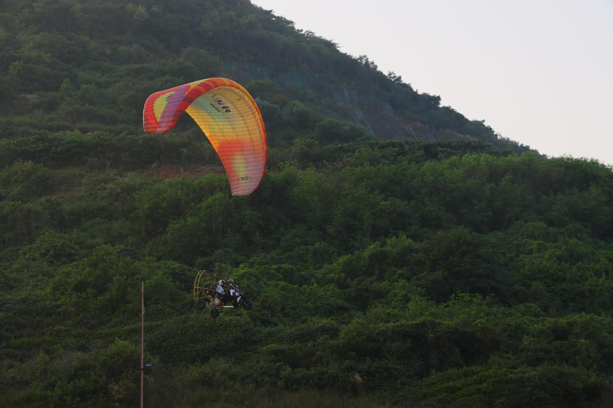 Paramotoring activities in Visakhapatnam.