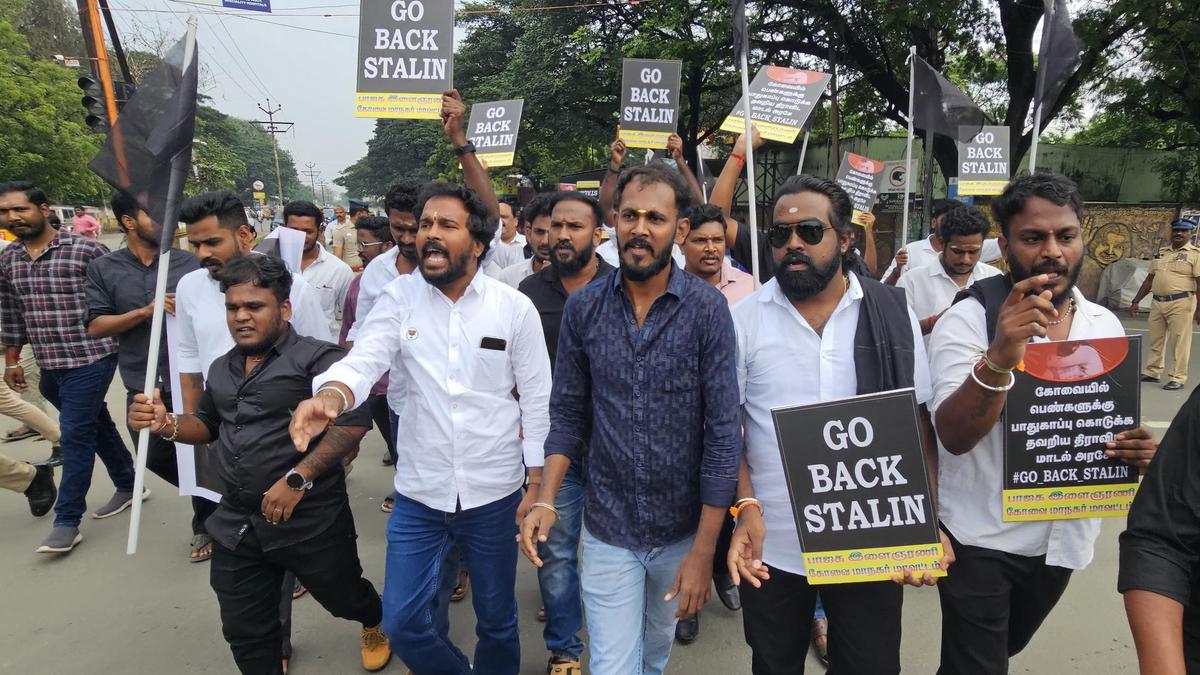 BJP stages black flag protest against CM Stalin’s visit to Coimbatore